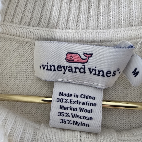 Vineyard Vines Merino Wool Blend Quarter Half Zip Mock Neck Mockneck Sweater M - Picture 5 of 8